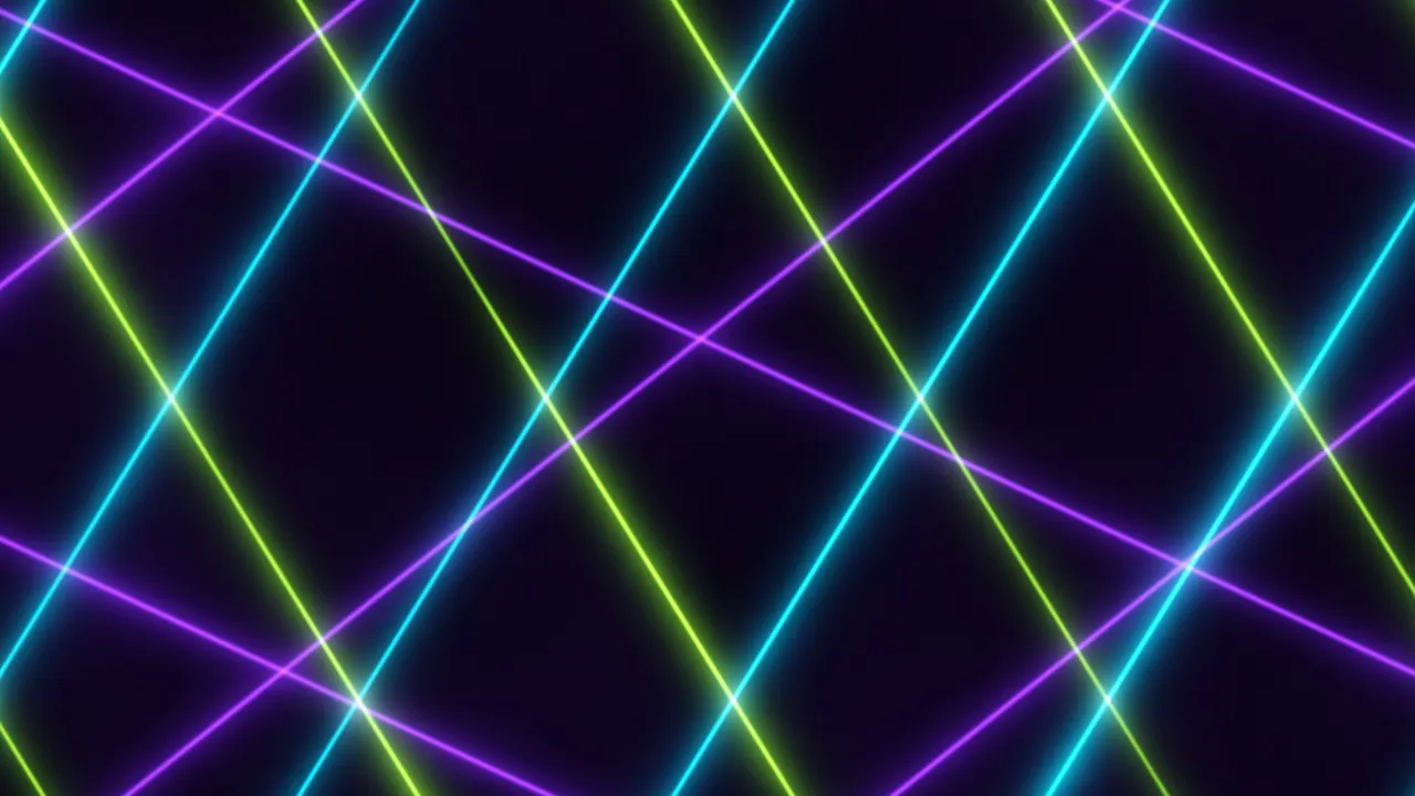 A diamond lattice of green laser beams sliding through haze